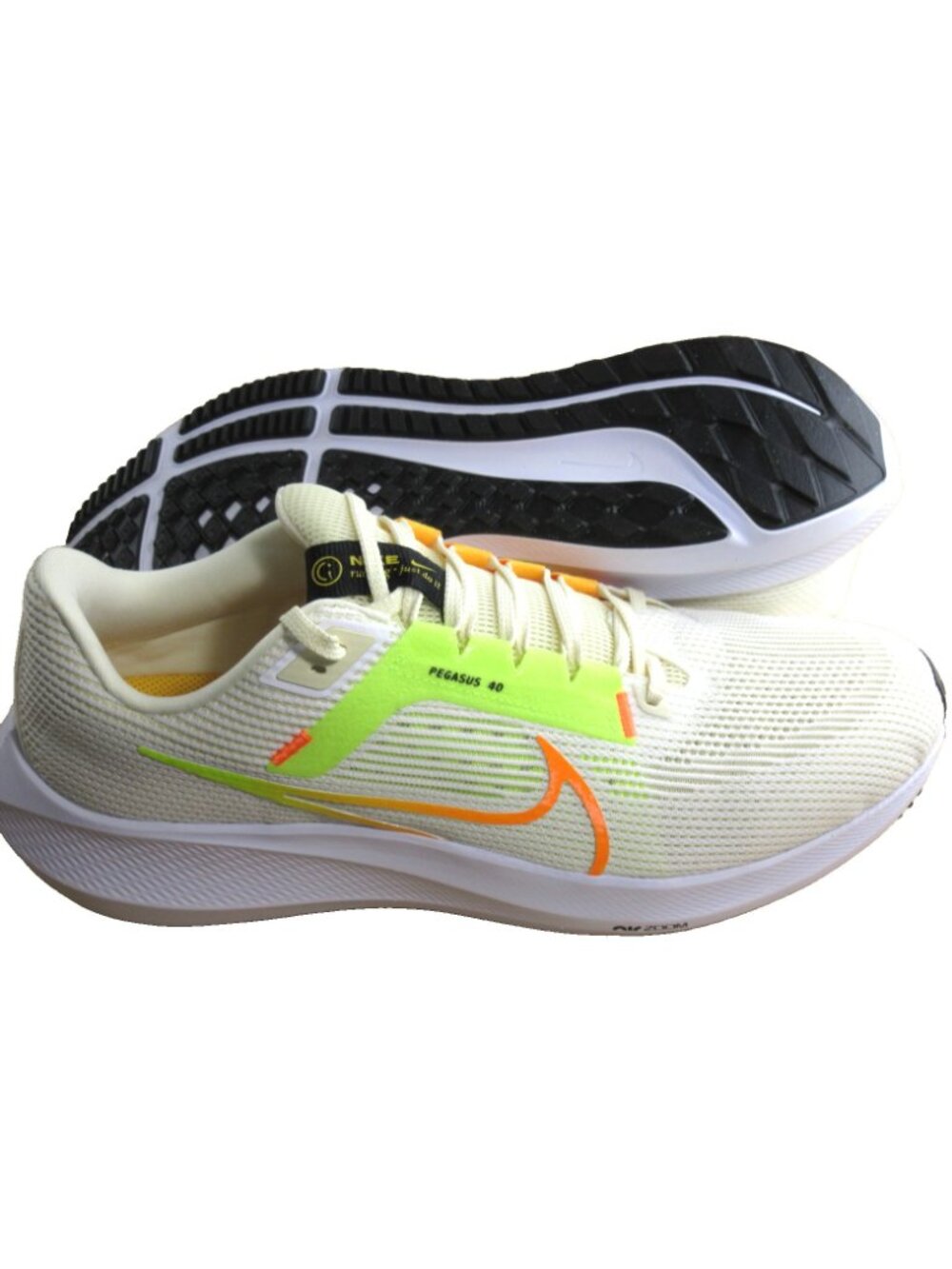 Nike Men's Air Zoom Pegasus 40 Running Shoes White Coconut Milk Lime Size 12 NEW - Picture 2 of 6